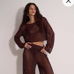 Gottex Dark Brown Crochet Beach Ensemble